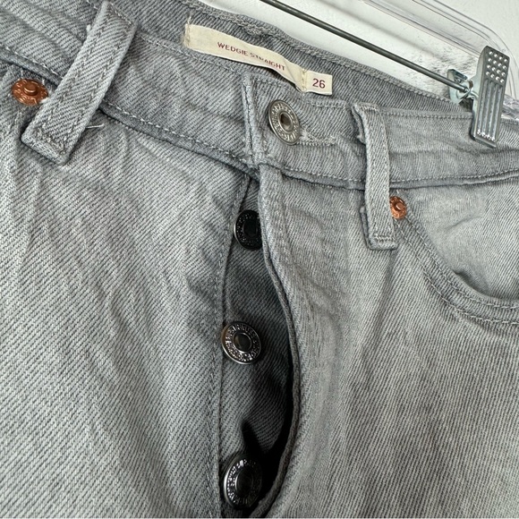 Levis Jeans Denim Wedgie Straight Light Wash Grey Silver Solid Premium Cotton - Picture 5 of 10